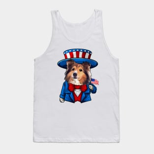 Fourth of July Shetland Sheepdog Tank Top